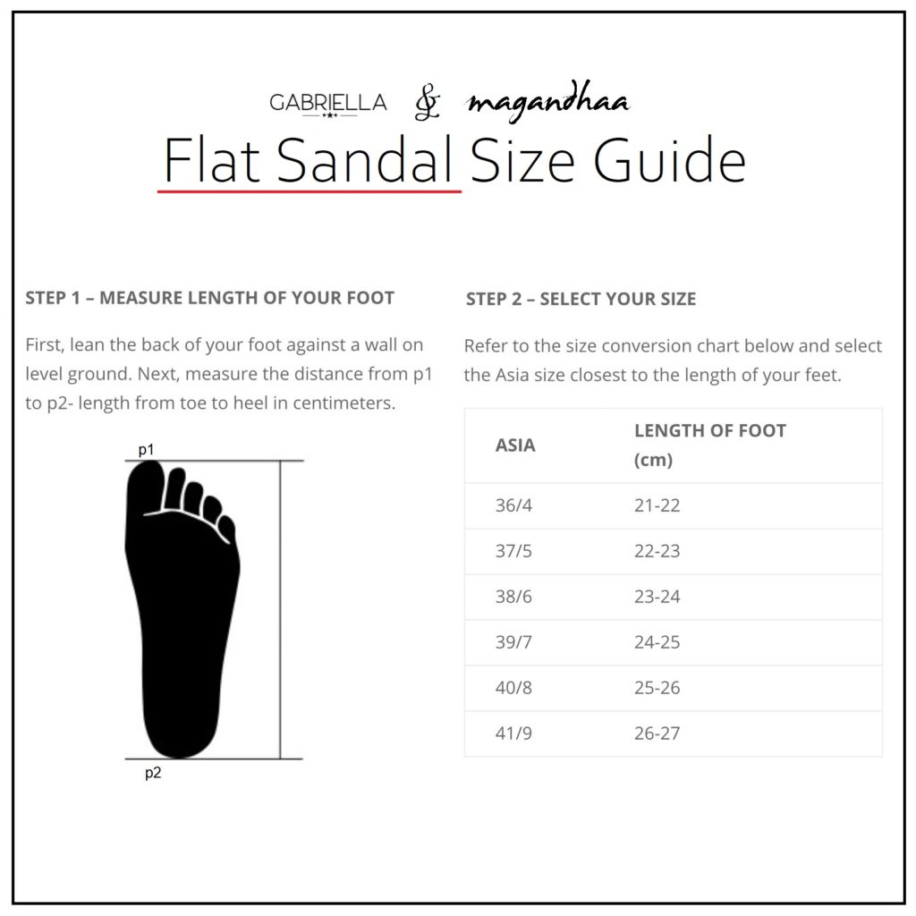 size chart for women sandals